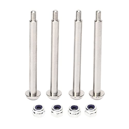 JTLB RC Lower Arm Hinge Pin, Premium Steel Aluminum Alloy Suspension Swing Arm Pin, Stable Structure, 4pcs 1.9in Rear Hinge Pin for ARRMA 1/7 1/8 Series, Made of M3 Nut (Silver) - color: Silver