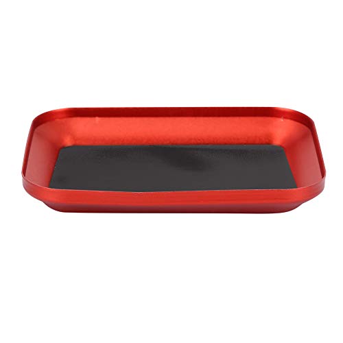 RC Screw Tray, Storage Magnetic Tray Aluminum Alloy Small Parts and Screws Holder for Fuel Vehicle Parts - color: Red
