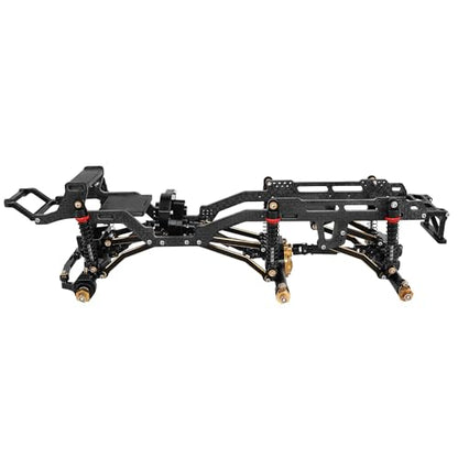LCG 6x6 8×8 Carbon Fiber Chassis Frame with Metal Axles for 1/24 RC Crawler Car Axial SCX24 Refit Kit (6x6 Black) - color: 6x6 Black