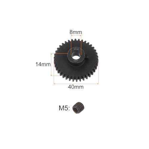 uxcell Mod 1 38T Pinion Gear 8mm Bore Hardened Steel Motor Rack Spur Gear for RC Car Truck Gear Drive