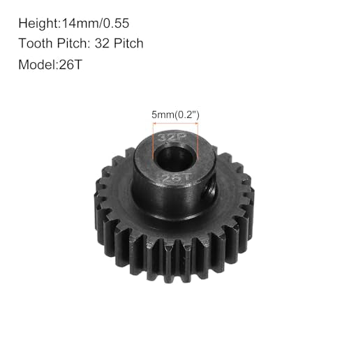 32P Steel Pinion Gear Set 26T for 5mm Shaft Hardened Steel Pinion Gear with Shaft Coupler Connector for RC Motor - style: 26T