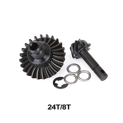 Heavy Duty Bevel Helical Overdrive Gear RC Car Bevel Gear 8T 24T/27T/30T/33T AR44 for 1/10 RC Rock Crawler Axial SCX10 II Axle Portal Spare Parts (24T 8T) - size: 24T 8T