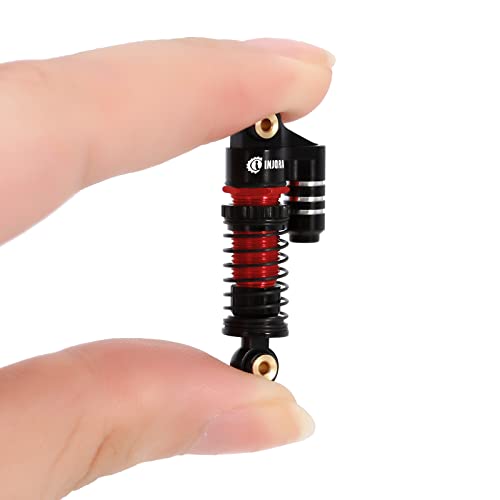 INJORA 39mm Shocks- Aluminum Threaded Adjustable Oil Filled Damper for SCX24 Gladiator C10 JLU Deadbolt B17 Axial 1/24 RC Crawler Car Upgrade Parts(Black&Red) - color: Black&Red