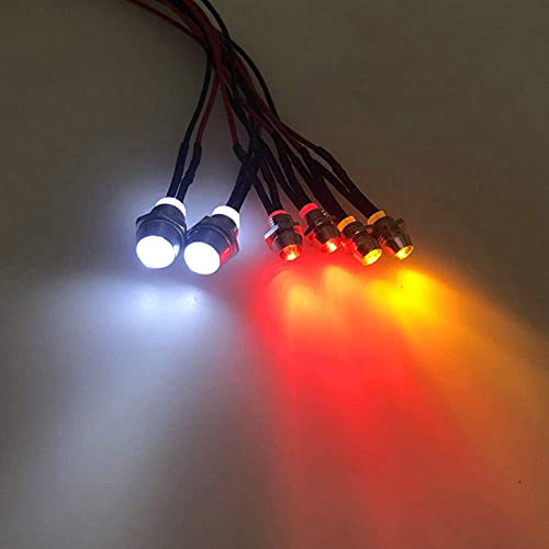 6 LED RC Car Light Kit, White Headlight Red Taillight Yellow Turn Signal Light for 1/10 1/8 RC Models TRX4 D90 SCX10 RC Car Truck Lighting (Red, White & Yellow) - color: Red, White & Yellow