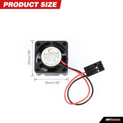 RCAWD 25 * 25 mm RC Motor Cooling Fan Heatsink eg for ARRMA Typhon Granite Mojave Grom & Hobby RC Model