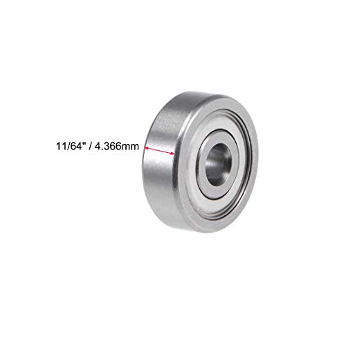 uxcell R2AZZ Deep Groove Ball Bearing 1/8-inchx1/2-inchx11/64-inch Shielded Z2 Lever Bearings 10pcs - size: 1/8"x1/2"x11/64"
