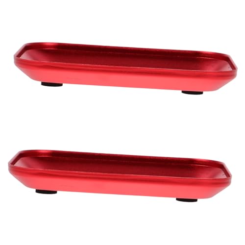 Abaodam Magnetic Rc Screw Tray Aluminum Alloy Screw Storage Plate with Red Metal Bowl for Model Aircraft and Car Parts Repair, 2pcs Set