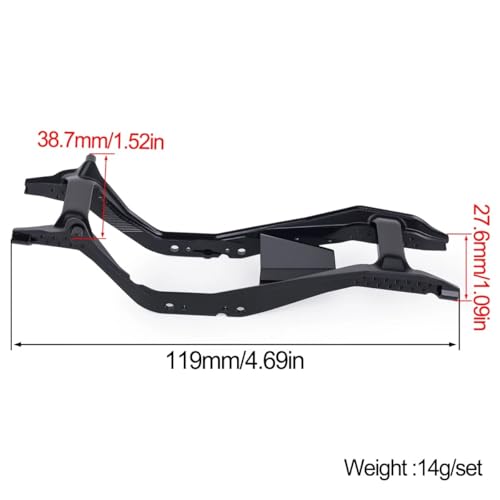 ONE-PIECE CNC SCX30 Chassis Aluminum Frame Rails for Axial SCX30 1/30 RC Crawler, 4x4 Ford Bronco Jeep Wrangler JLU Upgrade Part (Black) - color: Black