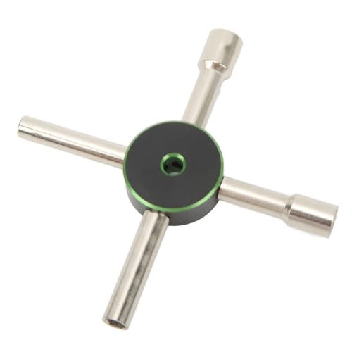 Mini Wrench, 4/5.5/7/8mm Stainless Steel Universal Lock Nut Cross Wrench Cabinet Key 4 Way Hexagon Socket Spanner Valve RC Car Maintenance (Green)