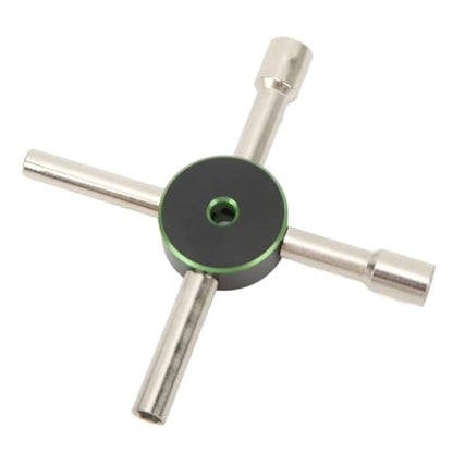 Mini Wrench, 4/5.5/7/8mm Stainless Steel Universal Lock Nut Cross Wrench Cabinet Key 4 Way Hexagon Socket Spanner Valve RC Car Maintenance (Green)