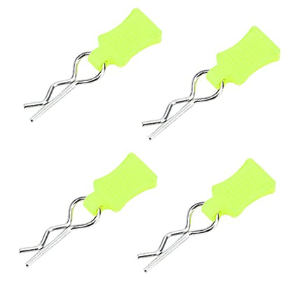 4pcs Universal RC Car Body Clips with Pull Tabs Pins for 1/8 1/10 /12 RC Car Shell Replacement Parts (Yellow Green) - color: Yellow Green