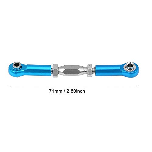 RC Steering Linkage Rod, 2 Piece Metal Arm Steering Rod Link, Servo Link Pull Rod for RC Car, Compatible with HSP94111 94188 RC Car Truck(Blue)