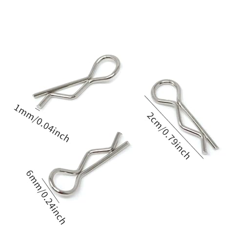 100PCS 1/16 Metal Car Truck Buggy Shell Body Clips Pins Silver Car Body Clips for for RC Vehicles (1/16)