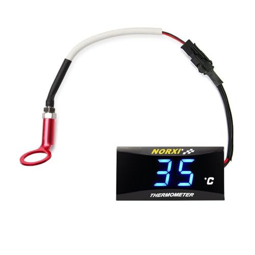 Cylinder Head Temperature Meter Engine Temperature Gauge with 10mm 14mm Probe Sensor Adapter (Blue,14mm) - color: Blue, size: 14mm
