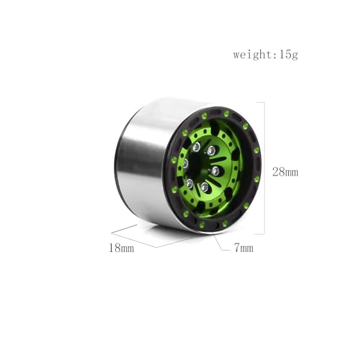 REDSPIDER （4pcs） 1.0 beadlock Wheels and Tires，1.0 Tires Set Has Super Soft Stickiness，Wheel hub Colors Available. 1.0 Crawler Tires for TRX4M Axial AX24 SCX24 FCX24 1/18 1/24 RC Crawler Car (Green) - color: Green