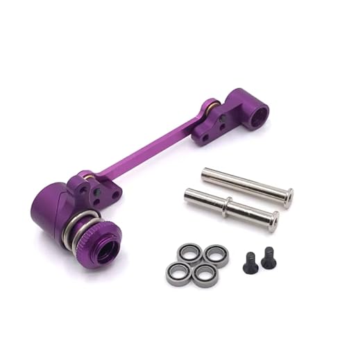 RC Car Accessories Compatible with WLtoys 144010 144001 144002 124016 127017 124018 124019 LC 1/14 RC Car Parts Upgrade Metal Steering Assembly(Purple) - color: Purple