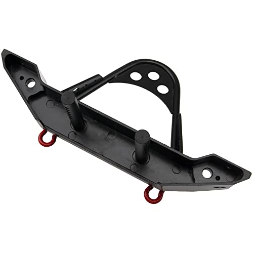 ShareGoo Metal RC Crawler Front Bumper with Tow Hook Led Light Compatible with Axial SCX10 Jeep SCX10 II 90046 90047 Traxxas TRX-4 RC4WD D90 Redcat Gen8 1/10 RC Crawler Car (Black)