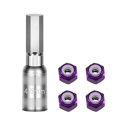 Set of 4 Aluminum Wheel Nut Including Installation Set Suitable for 1/30 Scale SCX30 Remote Control Vehicle Remote Control Car Wheel Nut - color: Purple