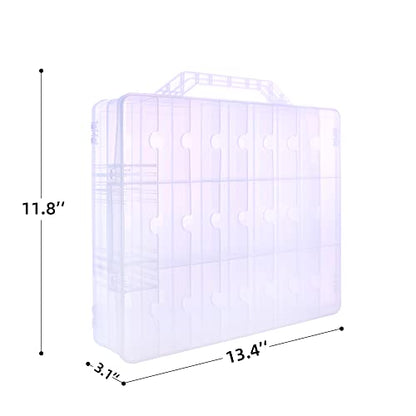 Double Sided Toy Car & Doll Storage Case - 48 Compartments, Portable Transparent Case - color: Transparent-48