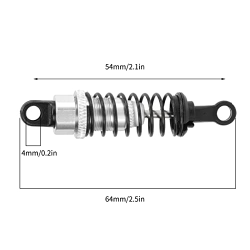 4Pcs RC Shock Absorbers, 64mm Aluminum Alloy Shock Absorber Oil Damper Adjustable Remote Control with Shock Mount Silver - size: Silver