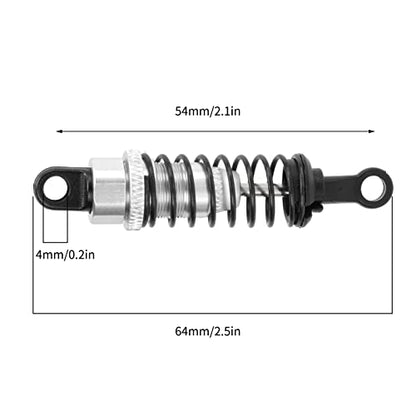 4Pcs RC Shock Absorbers, 64mm Aluminum Alloy Shock Absorber Oil Damper Adjustable Remote Control with Shock Mount Silver - size: Silver
