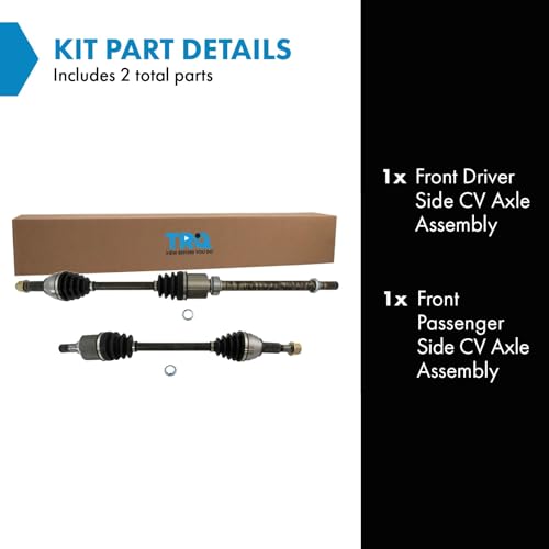 TRQ Front 2 Piece CV Axle Shaft Assembly Set | For 13 Nissan Altima Sedan 14-18 Altima L4 2.5L Driver & Passenger Side - style: CSA70777