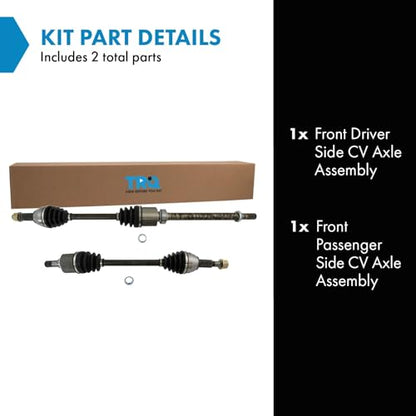 TRQ Front 2 Piece CV Axle Shaft Assembly Set | For 13 Nissan Altima Sedan 14-18 Altima L4 2.5L Driver & Passenger Side - style: CSA70777