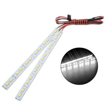 RC Car 24 LEDs Chassis Lights Strip Aluminum LED Lamp 6V Accessories for 1/8 1/10 1/16 RC Truck Tank Crawler Buggy Car HPS HPI Tamiya SCX24 TRX4 TRX6 Slash Rustler Redcat 4WD (White) - color: White