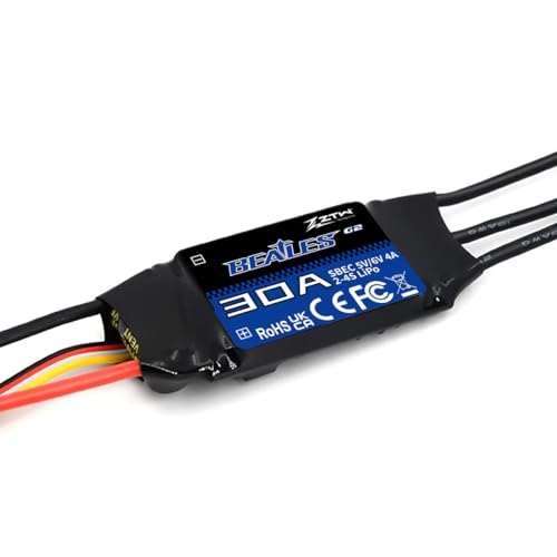 ZTW Beatles G2 30A ESC 2-4S Built-in Switching BEC 5V/6V 4A Brushless Speed Control for RC Airplane Aircraft Fixed-Wing - size: 30A