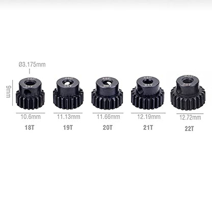 3.175mm 48P Pinion Gear 18T 19T 20T 21T 22T 1/10 RC Motor Gears Set | Metal Steel,With Hex Key for Arrma HSP HPI AXIAL Tamiya Losi Brushless Brush Motor RC Upgrade Part - style: 18T 19T 20T 21T 22T