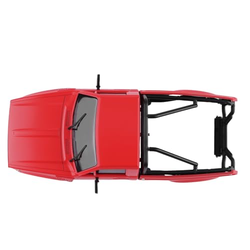 Hard Pickup Body Shell with Bed Rack for 1/24 SCX24 RC Crawler | With dual interchangeable grilles, magnetic flip-up design easy maintenance - color: Red