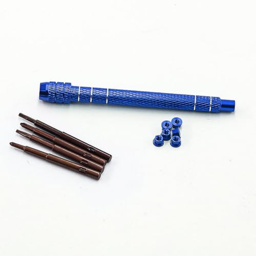 1/30 RC Screwdrivers Set H1.3 Hex T4 Plum Phillips 1.5mm 2.0mm Precision Bits With M2 Nuts Screw Driver Repair Tool Kit For 1:30 1:32 Crawler Car Axial SCX30 0.7" Tires Wheels (Blue) - color: Blue