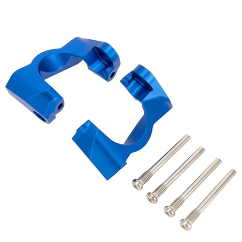 MEUS Racing Aluminum Steering Knuckles C-Hub Stub Axle Carrier Kit for Traxxas 1/16 Mini Maxx Upgrade Parts #10736,10752(Blue) - color: Blue
