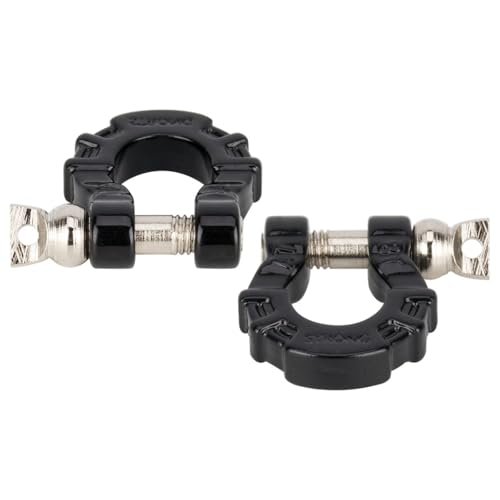 4Pcs Metal Tow Shackle Trailer Buckle for SCX10 TRX4 1/10 RC Crawler | Durable metal shackles, compatible with CC01 D90 D110 TF2. Perfect for tow hook upgrade,off-road crawler accessories.4-pack. - color: Black