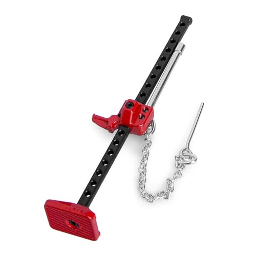 Slideable Mini RC Jack Stand, Adjustable Simulation Lifting Jack Tool for SCX24 AX24 TRX4M FCX18 FCX24 1/18 1/24 RC Crawler Car (Black & Red) - color: Black & Red