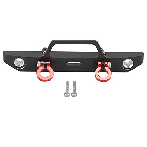 1/24 RC Car Front Bumper, Aluminum Alloy Metal Bumper Upgrade Parts Accessories with 2 Screw for SCX24 90081 RC Crawler Car (Black) - color: Black