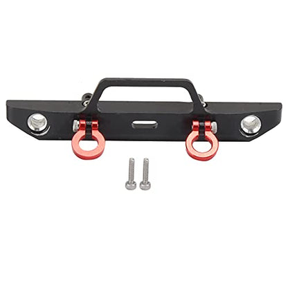 1/24 RC Car Front Bumper, Aluminum Alloy Metal Bumper Upgrade Parts Accessories with 2 Screw for SCX24 90081 RC Crawler Car (Black) - color: Black