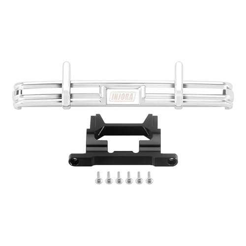 INJORA 33g CNC Aluminum Front Bumper with Dual Exhaust for 1/18 RC Crawler TRX4M High Trail F150 Upgrade - size: Front