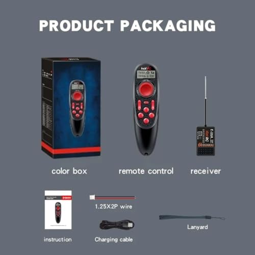 HOTRC DS-600 6CH 2.4G RC Transmitter w/ 6CH Receiver for Crawler Tank Boat | one-hand，cruise lock, tank mix, fail-safe