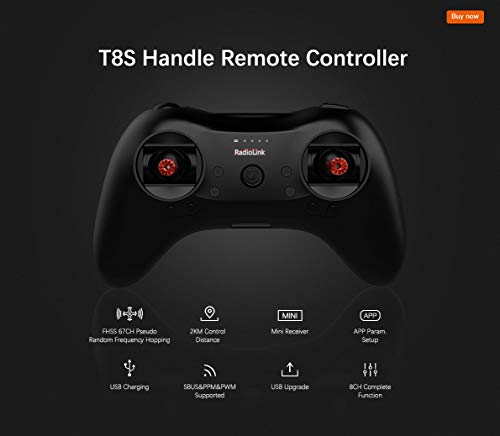 Radiolink T8S FHSS 8CH RC Handle Transmitter with R8FM R8EF 2.4GHz Receiver Support S-Bus PPM for RC Drone RC Boat Car (with R8EF Recevier)