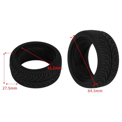 4pcs RC 1/10 On Road Slick Tire Rubber Tyre Fit for 1:10 Touring Drift Car HSP Tamiya HPI Kyosho Flating Car (2.54"x1.08“(64.5mmx27.5mm)) - size: 2.54"x1.08“(64.5mmx27.5mm)