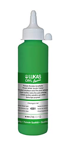 Lukas Cryl Liquid Soft Body Acrylic Paints for Painting - Professional Low Viscosity - 250 ml Bottle Chrome Green Light - color: Chrome Green Light