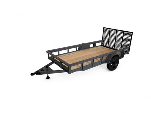 AM Scale 1/24-1/18 Utility Trailer, Compatible with axial SCX24, Traxxas TRX4M, Kyosho mini-z 4x4 (Grey) - color: Grey