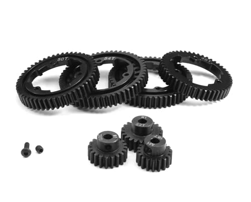 Hardened Steel 50T 1 Mod Spur Gear with 18T 20T 22T Motor Pinion Gear for 1/5 X-Maxx 1/7 XO-1 1/10 Maxx/E-Revo 2.0 VXL Upgrade Part, Replace of #6448 - size: 50T