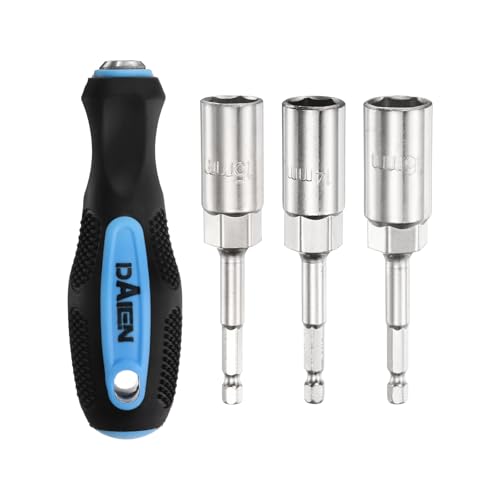 HARFINGTON Metric Nut Driver 14mm/15mm/16mm CR-V Non-Magnetic Detachable Tip Hollow Shafts Hex Socket Screwdriver with Anti-Slip Handle for Automobile Repair Bit Driver, Blue/Black - size: 14mm/15mm/16mm