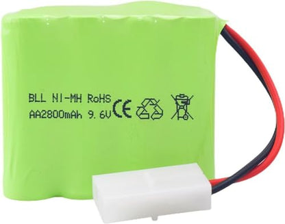 1PCS AA 9.6V 2800mAh Ni-MH High Capacity Battery with Tamiya Plug and USB Charging Cable for Toy Tank Engineering, Flat Semi-Trailer Truck, RC Car Spare Battery Pack