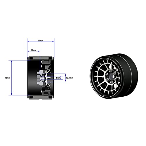 Treal Aluminium 2.2 Beadlock Wheels Rims(2) pcs Fit RC Crawler Mud Truck 2.2 Tires (Purple) - color: Purple