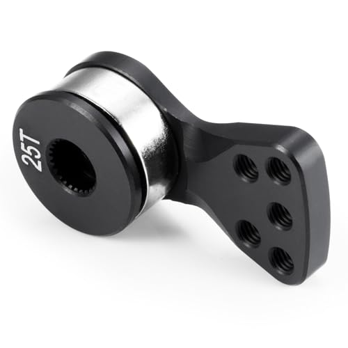 Aluminum Alloy 25T Servo Saver 5 Holes Adjustable Hi-Torque Servo Saver Horn 25T Compatible with Futaba Tamiya Servos 1/10 RC Car Crawler SCX10 Capra TRX4 TRX6 RC Boat Parts (Black-L) - color: Black-l