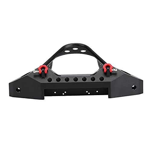 RC Front Bumper, Metal Front Bumper with 2 LED Lights for TRX4 1/10 Scale RC Crawler Car(Black)