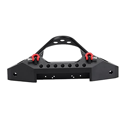 RC Front Bumper, Metal Front Bumper with 2 LED Lights for TRX4 1/10 Scale RC Crawler Car(Black)